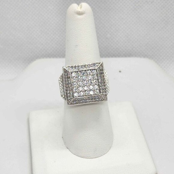 Sterling Silver Square Design Ring with Sparkling CZ Stone